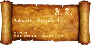 Makovics Kornél névjegykártya